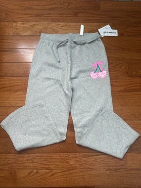 Girls Do Too Gray Sweatpants with Pink Cherry Patch